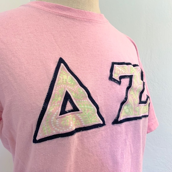 Light Pink Delta Zeta T Shirt w/ DZ Letters - Picture 5 of 8